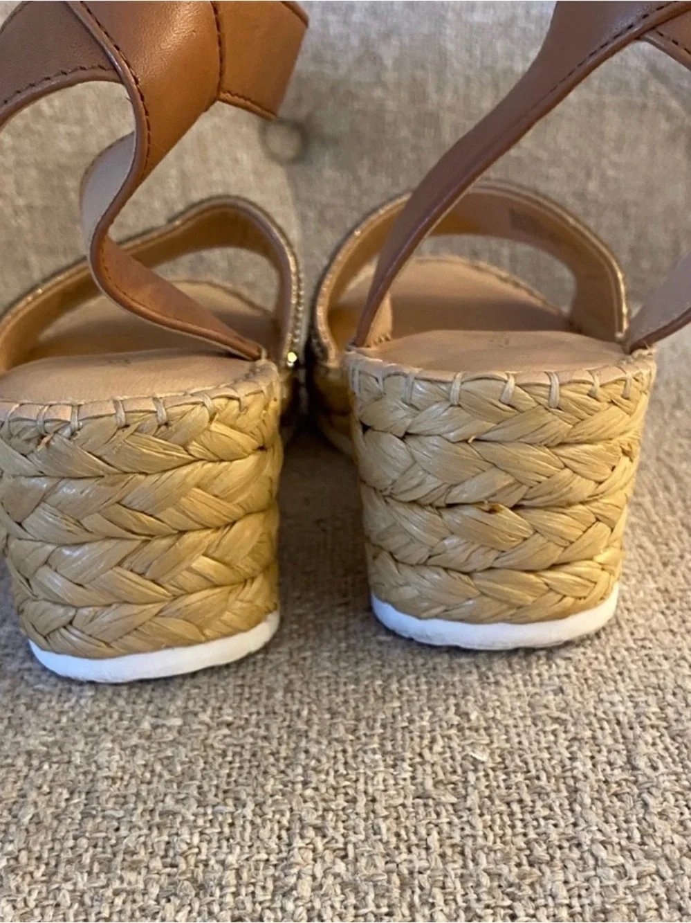 Alex Marie Rhinestone Espadrille Wedge Sandals Tan 6.5M